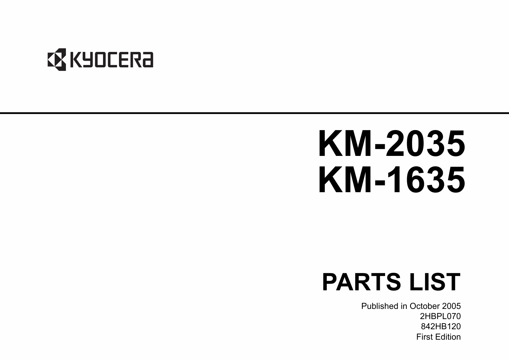 KYOCERA Copier KM-2035 1635 Parts Manual-1